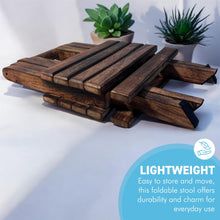 Load image into Gallery viewer, Handcrafted Mango Wood Folding Stool,  Rustic Charm &amp; Versatile Design for Every Room
