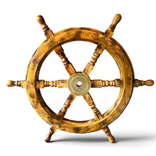 Load image into Gallery viewer, The 24 Inch Nautical Ship Wheel – Wooden with a Solid Brass Hub
