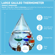 Load image into Gallery viewer, Large free standing tear drop Galileo thermometer
