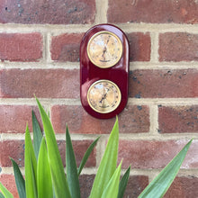 Load image into Gallery viewer, Wooden Barometer &amp; Thermometer | Weather station wall room indoor thermometer |  19cm x 10cm | Two dials – one for temperature and one for humidity
