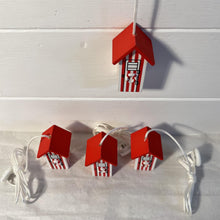 Load image into Gallery viewer, Set of 4 Red and white beach hut light pulls| Nautical Theme Wooden Beach Hut Cord Pull Light Pulls
