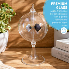 Load image into Gallery viewer, 16cm high Solar Radiometer | 4 Blades rotating glass windmill Crookes solar radiometer |Measures Radiant Flux of Electromagnetic Radiation | desk ornament | weather station | light mill
