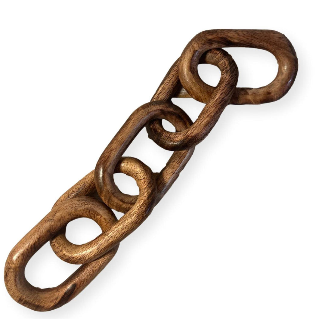Rustic Wooden 5-Link Chain Ornament for Home Decor,  Ideal for Living Room, Shelf, and Coffee Table Decoration