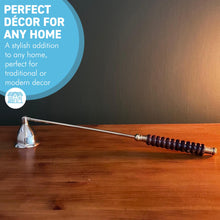 Load image into Gallery viewer, Brass Candle Snuffer 25cm long handle with wooden grip, safe wick extinguisher
