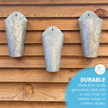 Load image into Gallery viewer, The Country Wall Planters – A Set of Three Vintage Style Galvanised Metal Hanging Baskets
