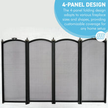 Load image into Gallery viewer, Folding 4-Panel Mesh Fire Guard Screen - Durable Fireplace Safety Protector
