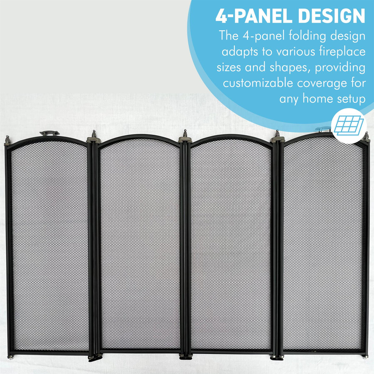 Folding 4-Panel Mesh Fire Guard Screen - Durable Fireplace Safety Prot ...