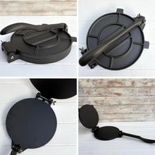 Load image into Gallery viewer, Premium 8" 𝗖𝗔𝗦𝗧 𝗜𝗥𝗢𝗡 𝗧𝗢𝗥𝗧𝗜𝗟𝗟𝗔 𝗣𝗥𝗘𝗦𝗦 – Heavy Duty Roti Maker, Taco &amp; Quesadilla Press, Manual Dough Press, Non-Stick, Durable Kitchen Tool
