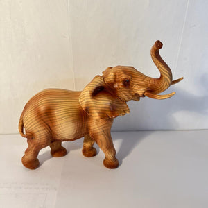 Free Standing Wood effect Masterful Elephant Decorative Ornament | Elephant Ornaments | Home Accessory Gift | Living Room | Wildlife Animal