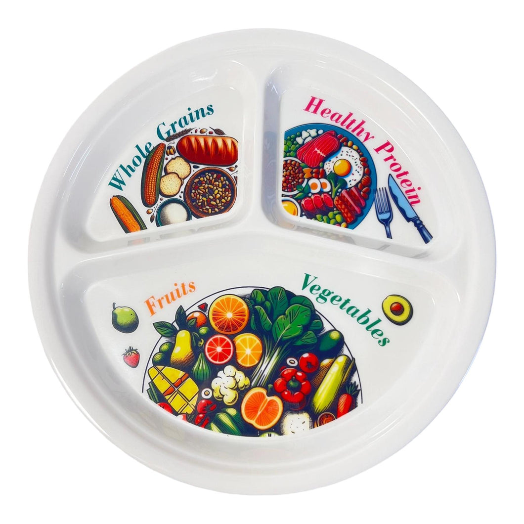 Portion Control Plate for Balanced Diet - Sections for Grains, Proteins, Fruits & Veggies | Slimming & Healthy Eating Plate