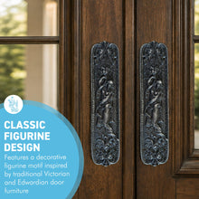 Load image into Gallery viewer, The Figurine Pair – Two Cast Iron Push Plates, One for Each Face of a Door
