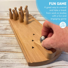 Load image into Gallery viewer, 30cm Wooden Desktop Bowling Game: 10 Pins &amp; Metal Ball - Perfect for Strategy, Party and Family Fun
