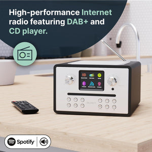 CD Player, Internet Radio with DAB Plus and FM | Bluetooth Smart DAB Radio with Spotify, Podcasts, 40+ Presets and Universal Plug & Play | Majority Homerton 2 CD Players for Home | Black