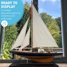 Load image into Gallery viewer, J CLASS WOODEN SAILING YACHT MODEL 76CM | America’s Cup Racing Sailboat 97cm High | Nautical Display Ornament | Ideal Gift | Partly Assembled Model Boat Kit
