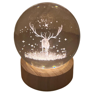 3D Crystal Ball Night Light USB Lamp, Ludosphere Reindeer Design, Perfect for Home Decor, Gifts, and Mood Lighting