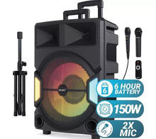 Load image into Gallery viewer, Majority P500 150W Bluetooth PARTY SPEAKER with Mic, Tripod &amp; LED Light Show – New
