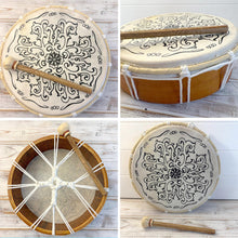 Load image into Gallery viewer, Shamanic hand drum with beater handmade in Bali with natural skin
