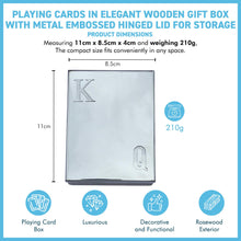 Load image into Gallery viewer, Playing Cards in Elegant Wooden Gift Box with Metal Embossed Hinged Lid for Storage
