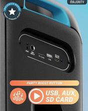 Load image into Gallery viewer, Refurbished Majority Pulse P1 𝗣𝗔𝗥𝗧𝗬 𝗞𝗔𝗥𝗔𝗢𝗞𝗘 𝗕𝗟𝗨𝗘𝗧𝗢𝗢𝗧𝗛 𝗦𝗣𝗘𝗔𝗞𝗘𝗥 with Big Sound and Smart LED Lights – Compact, Portable, Party-Ready Audio for Home, Outdoor, and Events
