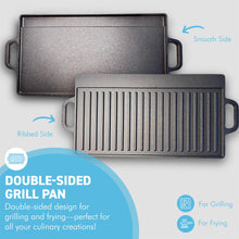 Load image into Gallery viewer, Versatile Cast Iron Double-Sided Non-Stick Grill Pan for Perfect Grilling Indoors &amp; Outdoors
