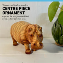 Load image into Gallery viewer, HIPPOPOTOMOUS IN WOOD EFFECT RESIN  |Ornaments for The Home | Home Accessories | Hippo Lover Gift Birthday Friendship Gifts | Wildlife Animal Lover Gift| Hippo Statue
