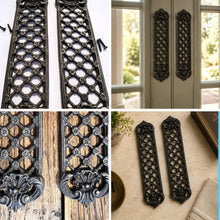 Load image into Gallery viewer, The Jali, Matched Pair – Two Pierced Lattice Cast Iron Finger Plates for a Double Door or Both Faces of One
