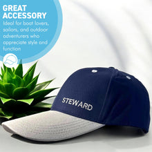 Load image into Gallery viewer, Steward Adjustable Navy Blue Baseball Cap, classic unisex cotton hat for casual, sports &amp; outdoor wear
