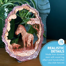 Load image into Gallery viewer, 𝗭𝗘𝗕𝗥𝗔 𝗦𝗖𝗘𝗡𝗘 Resin Sculpture Wood Effect Wildlife Home Décor
