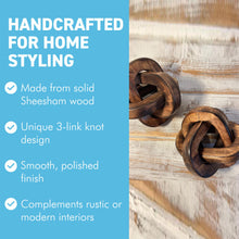 Load image into Gallery viewer, Pair of Rustic Wooden 3-Link Knot Ornaments for Home Decor - Ideal for Living Room, Shelf &amp; Coffee Table
