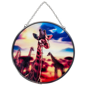 6-Inch Giraffe Design Stained Glass Suncatcher - Handcrafted Decorative Sun Catcher for Windows