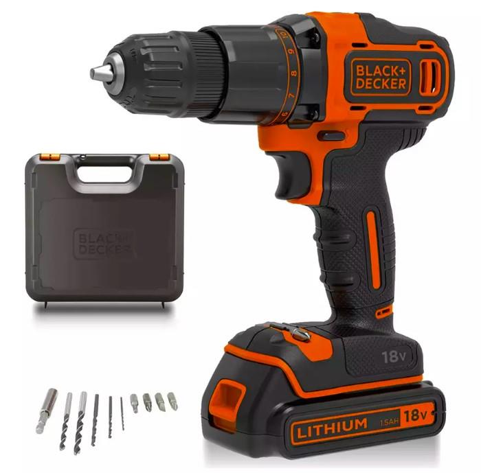 Black + Decker Cordless Hammer Drill with Battery - 18V