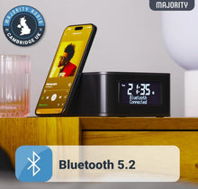 Load image into Gallery viewer, MAJORITY Knapton | Bedside Clock Radio with Bluetooth | 15W Wireless Charging &amp; USB Charging Port | DAB+ and FM | Loud Dual Alarm, Sleep &amp; Snooze Function | Large Dimmable Backlit LCD Display
