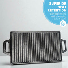 Load image into Gallery viewer, 𝗗𝗢𝗨𝗕𝗟𝗘-𝗦𝗜𝗗𝗘𝗗 𝗖𝗔𝗦𝗧 𝗜𝗥𝗢𝗡 𝗚𝗥𝗜𝗟𝗟 𝗣𝗔𝗡  Robust, Perfect for Indoor &amp; Outdoor Cooking
