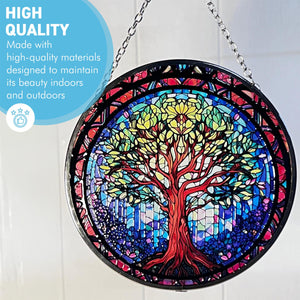 6-Inch Tree of Life Stained Glass Suncatcher | Elegant Window Decoration