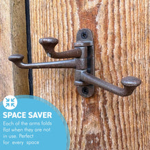 Load image into Gallery viewer, Pack of two cast Iron Swivel Coat Hooks Black 3-Hinge Wall Door Hooks
