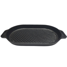 Load image into Gallery viewer, 30x15.5cm 𝗢𝗩𝗔𝗟 𝗖𝗔𝗦𝗧 𝗜𝗥𝗢𝗡 𝗚𝗥𝗜𝗗𝗗𝗟𝗘 𝗣𝗔𝗡 Non-Stick Grill Pan for Pizza Pancakes BBQ Oven
