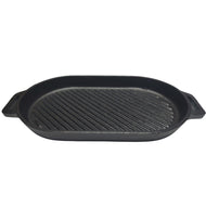 30x15.5cm 𝗢𝗩𝗔𝗟 𝗖𝗔𝗦𝗧 𝗜𝗥𝗢𝗡 𝗚𝗥𝗜𝗗𝗗𝗟𝗘 𝗣𝗔𝗡 Non-Stick Grill Pan for Pizza Pancakes BBQ Oven