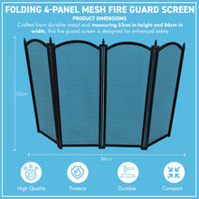 Load image into Gallery viewer, 𝗖𝗔𝗦𝗧 𝗜𝗥𝗢𝗡 𝟰-𝗣𝗔𝗡𝗘𝗟 𝗙𝗢𝗟𝗗𝗜𝗡𝗚 𝗠𝗘𝗦𝗛 𝗙𝗜𝗥𝗘 𝗚𝗨𝗔𝗥𝗗 𝟴𝟱𝘅𝟱𝟯𝗰𝗺 | Durable | Rust-Resistant | Fireplace Screen for Open Fire | Fire Safety | Hearth Protection
