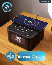 Load image into Gallery viewer, Brand New Majority Knapton DAB Bluetooth Alarm Clock Radio with 15W Wireless Phone Charging
