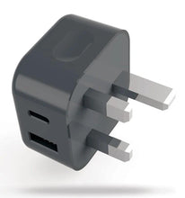 Load image into Gallery viewer, Veho Dual Port 20W 𝗨𝗦𝗕 𝗖𝗛𝗔𝗥𝗚𝗘𝗥, 𝗙𝗔𝗦𝗧 𝗖𝗛𝗔𝗥𝗚𝗘, 𝗨𝗞 𝗣𝗟𝗨𝗚 USB-C + USB
