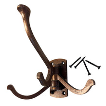 Load image into Gallery viewer, Four-way Folding Coat Hook | Antique Copper Swivel Hook | | Wall mounted for bathroom, kitchen, bedroom | Captains hook | independently swiveling arms | Versatile and elegant
