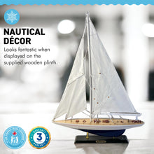 Load image into Gallery viewer, Detailed 50cm long wooden model Enterprise J Class Sailing Yacht | Americas Cup Racing Yacht | Nautical ornament | sailboat model | Enterprise sailing ship model | Fully assembled model boat kit
