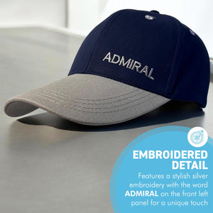Admiral Adjustable Navy Blue Baseball Cap, classic unisex cotton hat for casual, sports & outdoor wear