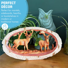 Load image into Gallery viewer, 𝗪𝗢𝗢𝗗𝗘𝗡 𝗘𝗙𝗙𝗘𝗖𝗧 𝗦𝗧𝗔𝗚 &amp; 𝗗𝗢𝗘 𝗢𝗥𝗡𝗔𝗠𝗘𝗡𝗧 – Hand-Carved Style Deer Figurine, Rustic Woodland Animal Decor for Home, Cabin, or Lodge
