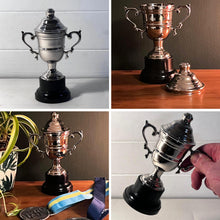 Load image into Gallery viewer, Silver Trophy Cup with lid 17cm - Ideal Award for achievements &amp; celebrations
