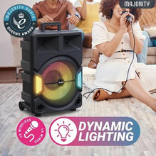 Load image into Gallery viewer, Majority P500 150W Bluetooth PARTY SPEAKER with Mic, Tripod &amp; LED Light Show – New

