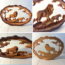 Load image into Gallery viewer, 𝗟𝗜𝗢𝗡 𝗙𝗔𝗠𝗜𝗟𝗬 𝗢𝗥𝗡𝗔𝗠𝗘𝗡𝗧, Resin Wood Effect Wildlife Figurine, Collectible Home Decor Gift
