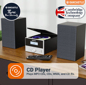 5.2 Bluetooth CD Player with Speakers 20W Compact HiFi System Oakcastle HiFi150