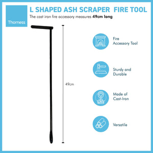 L SHAPED  ASH SCRAPER TOOL FOR FIREPLACE| Cast iron | Tools and accessories for fireplace | BBQ accessories | Fire accessory tool | Ash scraper | Charcoal rake