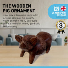 Load image into Gallery viewer, WOODEN HAND CARVED PIG ORNAMENT| Ethically produced by local craftsmen | Chinese Year of the PIG | Farm Animals | Ornaments | Animal Ornaments | Animal Lovers
